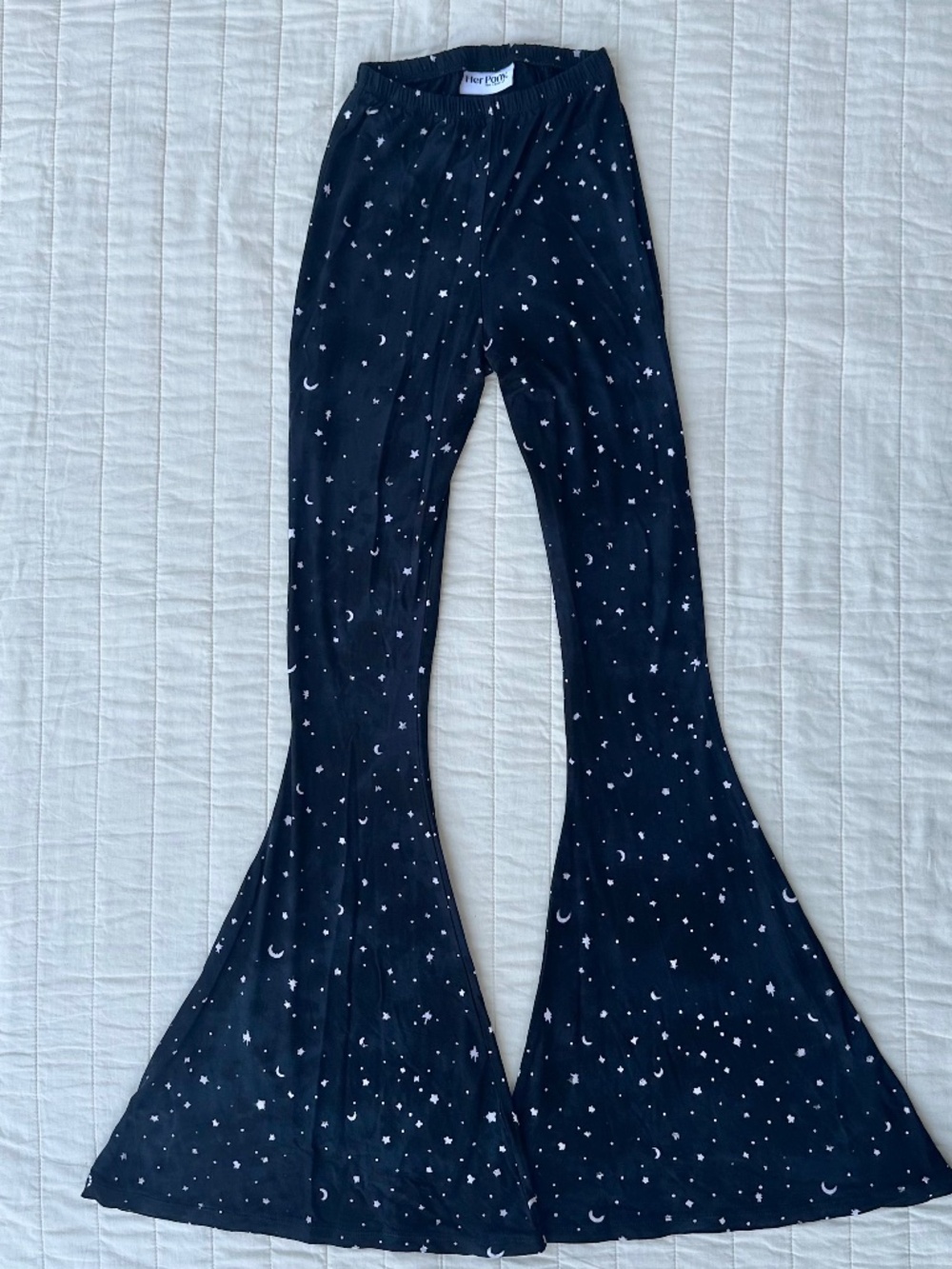 Her Pony Bell Bottom Festival Pants | Black & White Stars | AU 6 / US 2